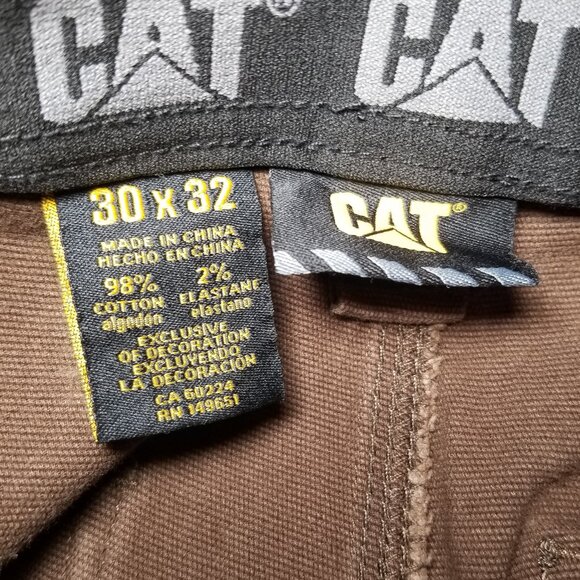 CAT Caterpillar Work Utility Pants Brown Flex Waistband Men's Size 30x26 - Picture 4 of 6